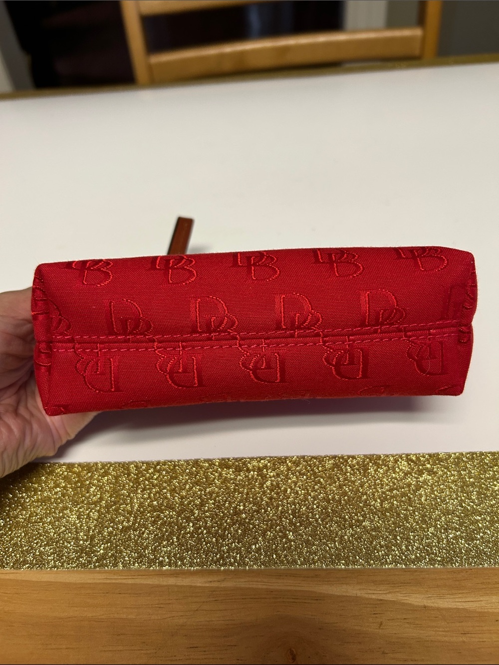 Dooney & Bourke Scarlet Red Signature Logo Canvas Cosmetic Pouch - Picture 6 of 6